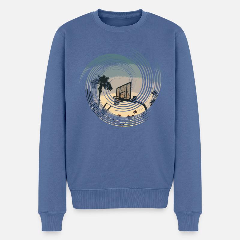 Basketball Korb & Palmen - Männer Premium Bio Pullover - Taubenblau