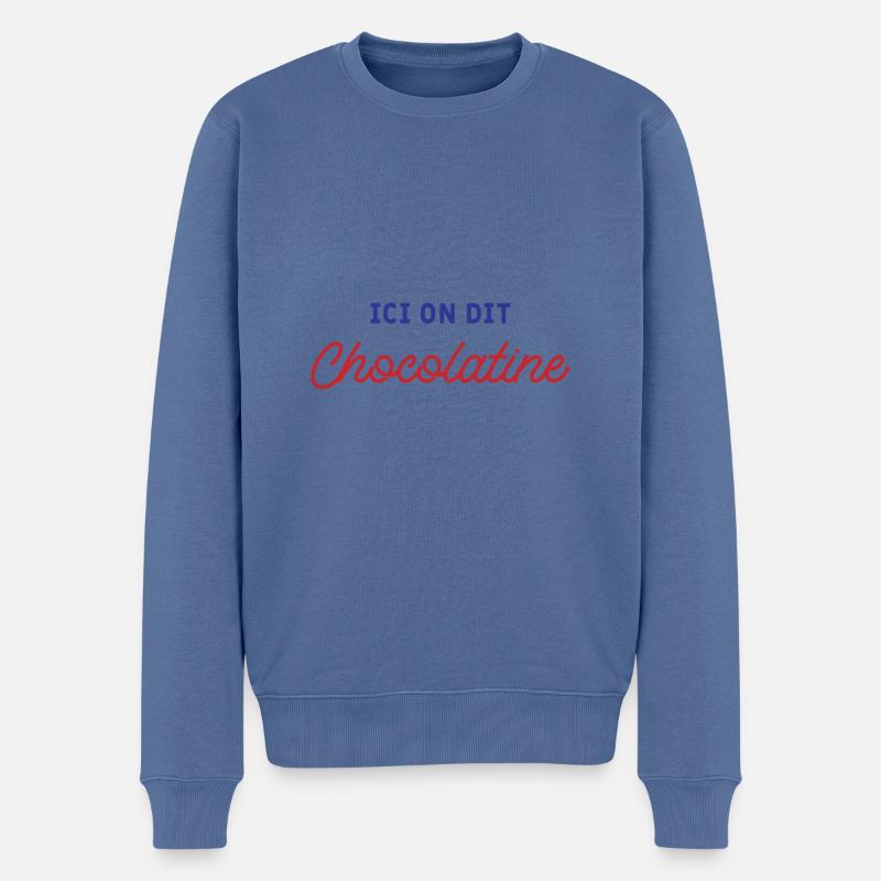 hier sagen wir Schokolade - Männer Premium Bio Pullover - Taubenblau