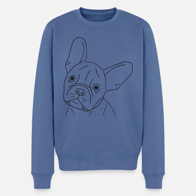 Französische Bulldogge - Männer Premium Bio Pullover - Taubenblau