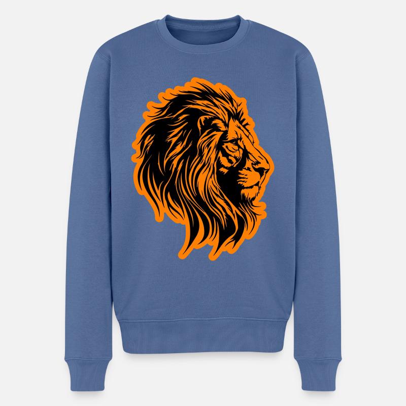 Löwenkopf Symbol Löwe - Männer Premium Bio Pullover - Taubenblau