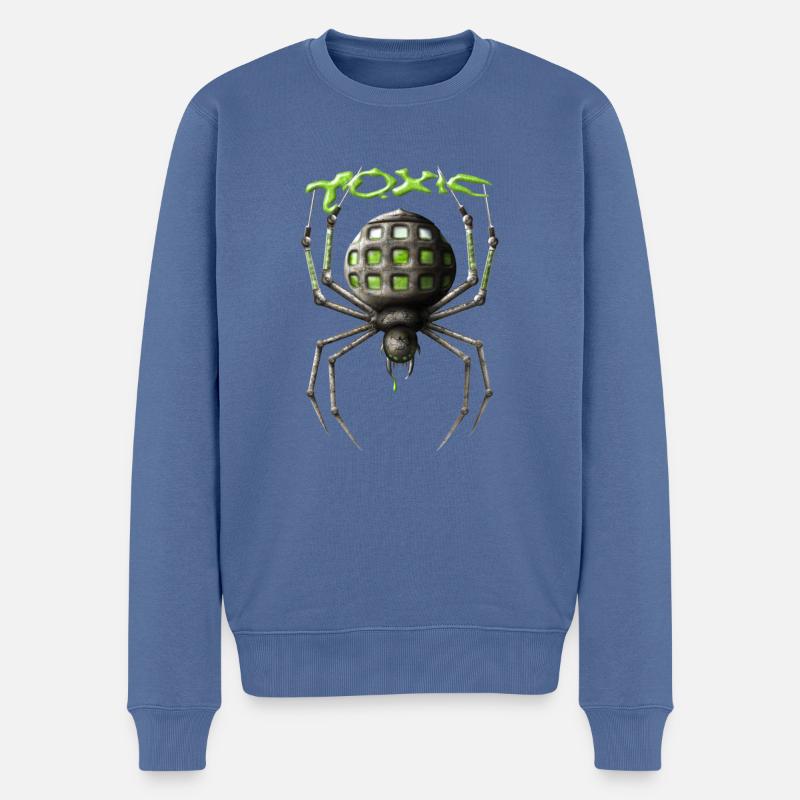 Toxic Spider (Green) - Pull Premium bio Homme - bleu pigeon