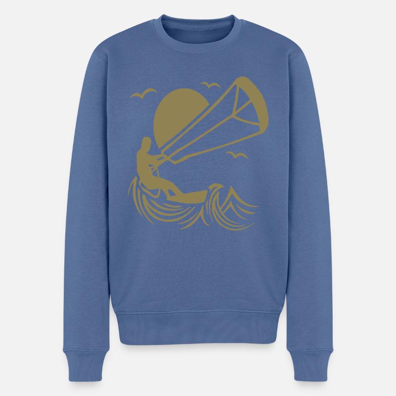 Kitesurfers en action silhouette - Pull Premium bio Homme - bleu pigeon