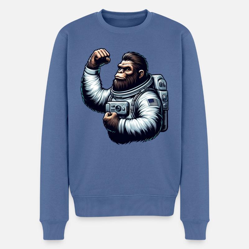 Astronaute Singe Chimpanzé Gorille - Pull Premium bio Homme - bleu pigeon