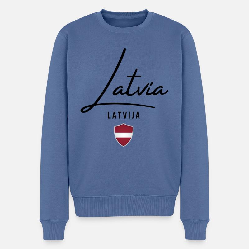 Drapeau letton, fierté lettone - Pull Premium bio Homme - bleu pigeon