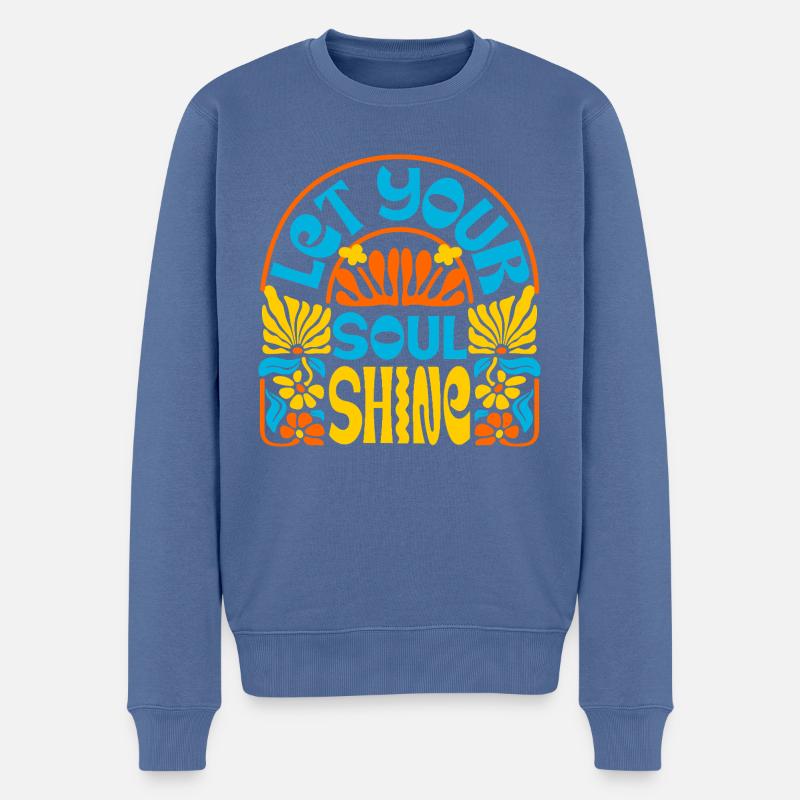 Sommerliche retro-kunst - Männer Premium Bio Pullover - Taubenblau