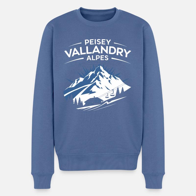 Peisey-Vallandry - Alpes - Pull Premium bio Homme - bleu pigeon