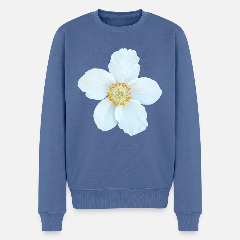 Das Große Windröschen - Anemone sylvestris - Männer Premium Bio Pullover - Taubenblau