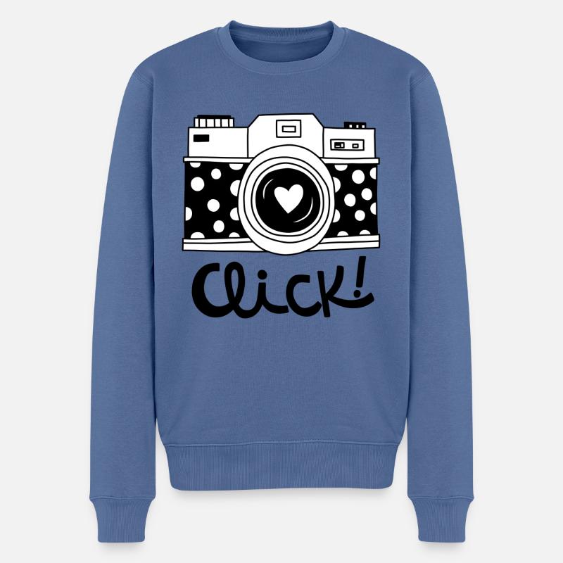 click - Männer Premium Bio Pullover - Taubenblau