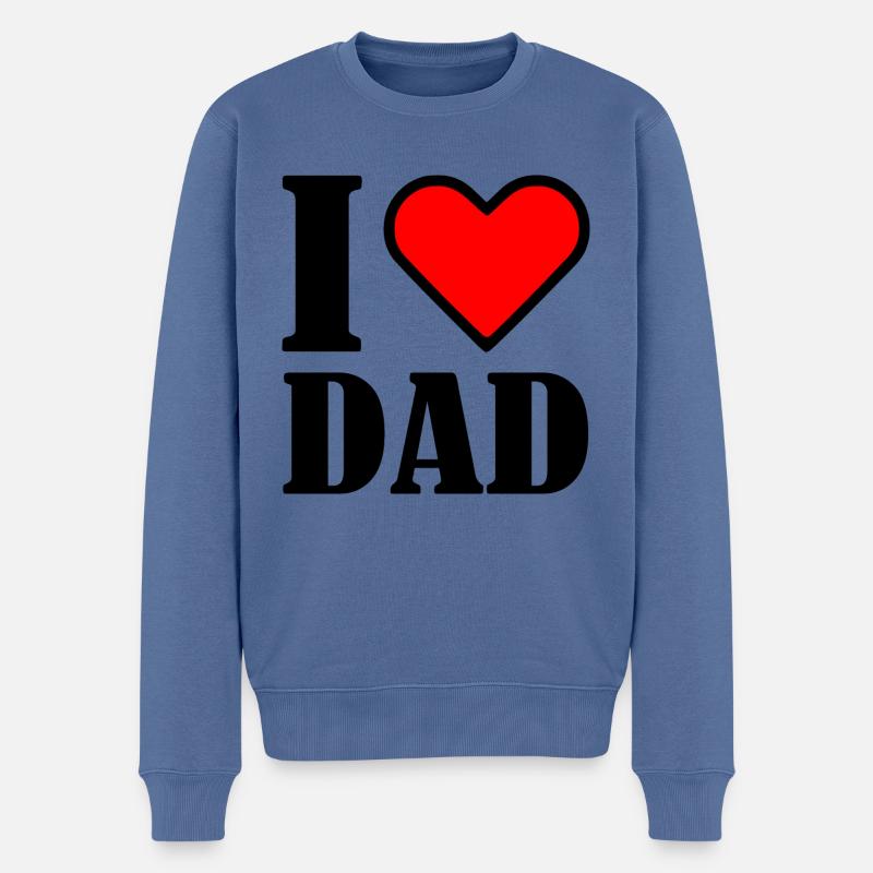 I love dad - Männer Premium Bio Pullover - Taubenblau