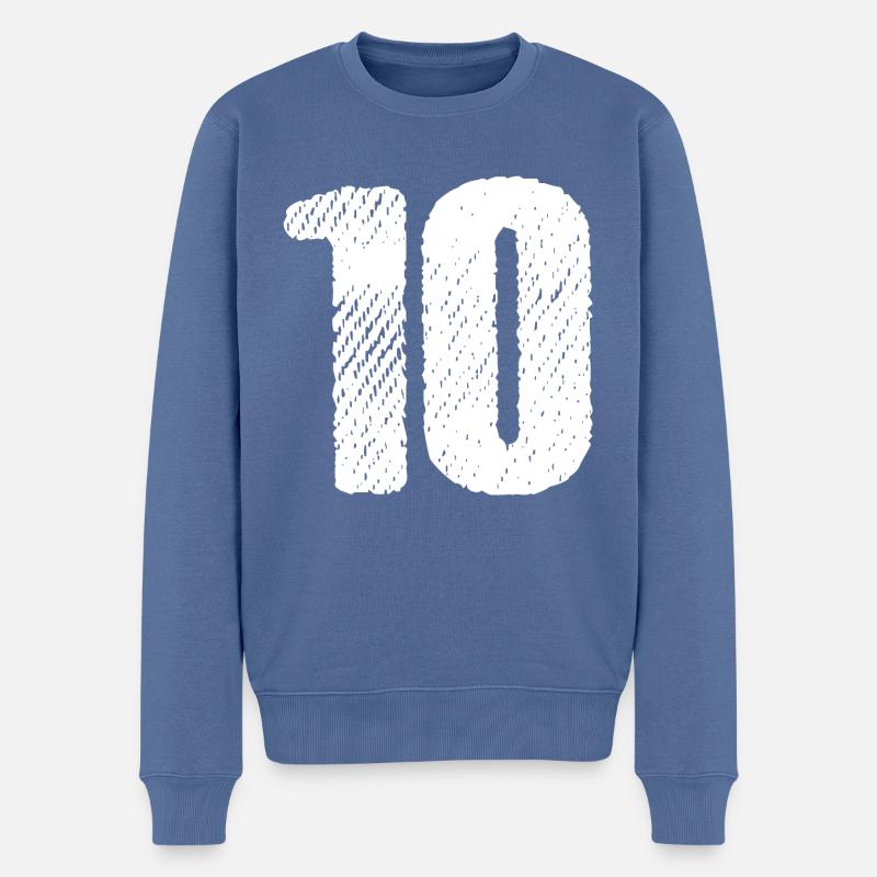 10 Zahl Trikot - Männer Premium Bio Pullover - Taubenblau