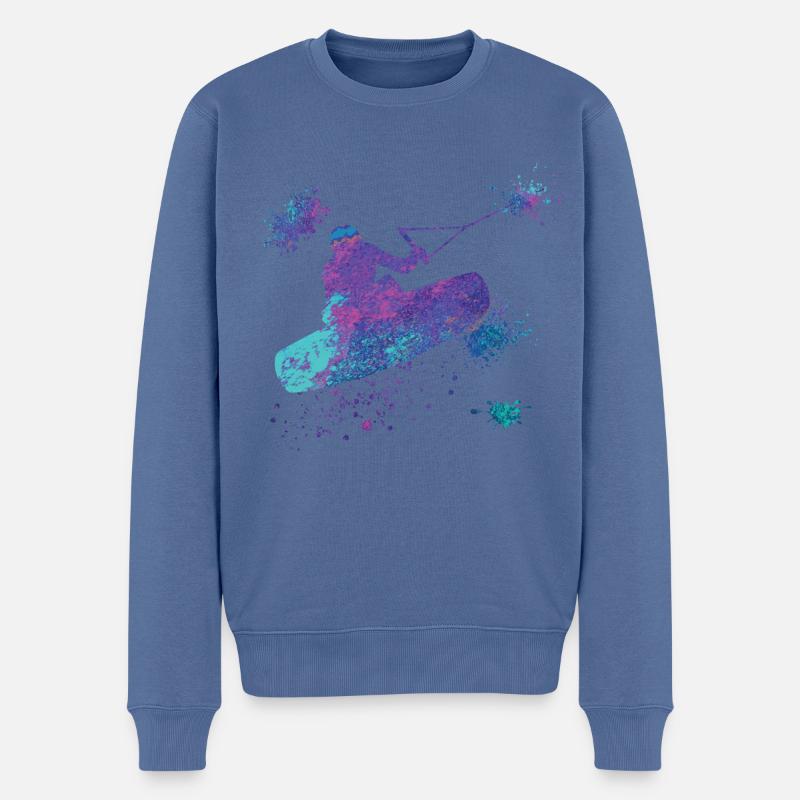Wakeboard, Overspray - Männer Premium Bio Pullover - Taubenblau