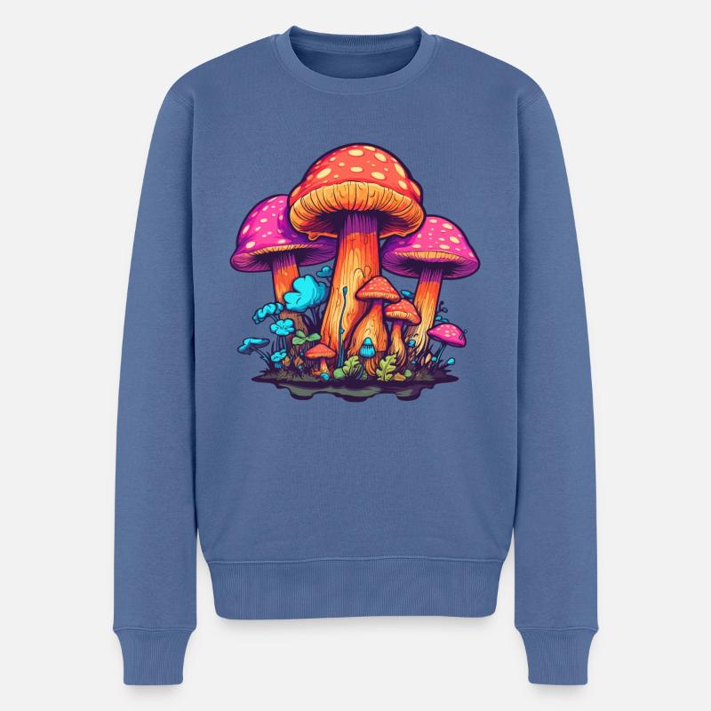 Psychédélique champi - Pull Premium bio Homme - bleu pigeon