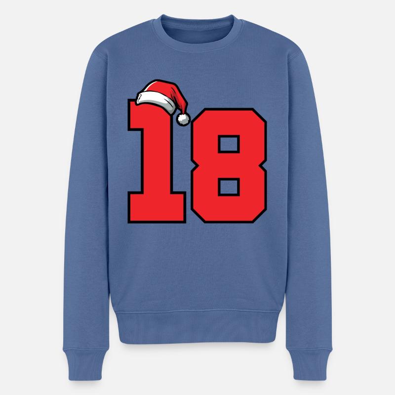 18 Numéro de Noël - Pull Premium bio Homme - bleu pigeon