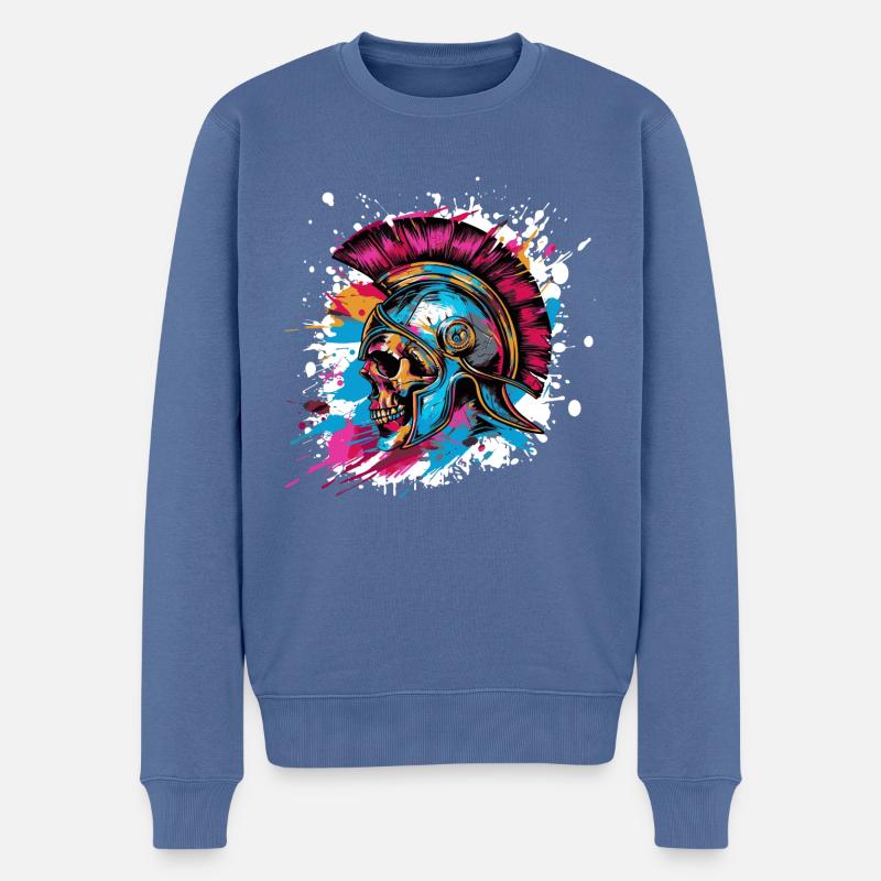 Spartaner Totenkopf Gladiator - Männer Premium Bio Pullover - Taubenblau