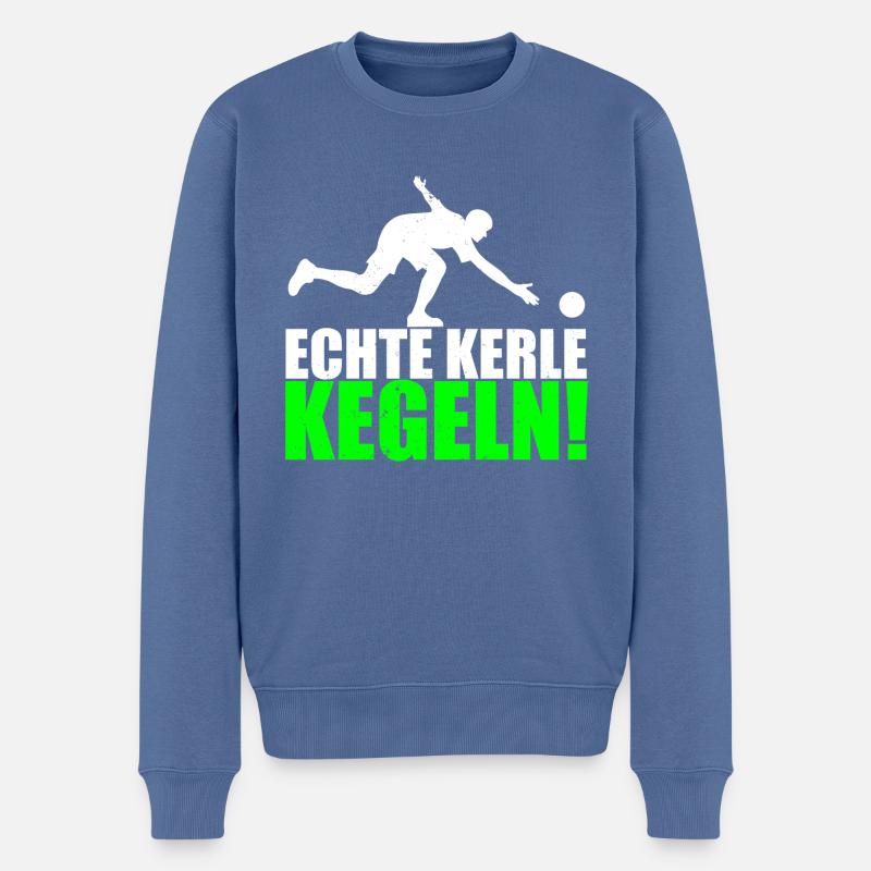 Echte Männer kegeln - Männer Premium Bio Pullover - Taubenblau