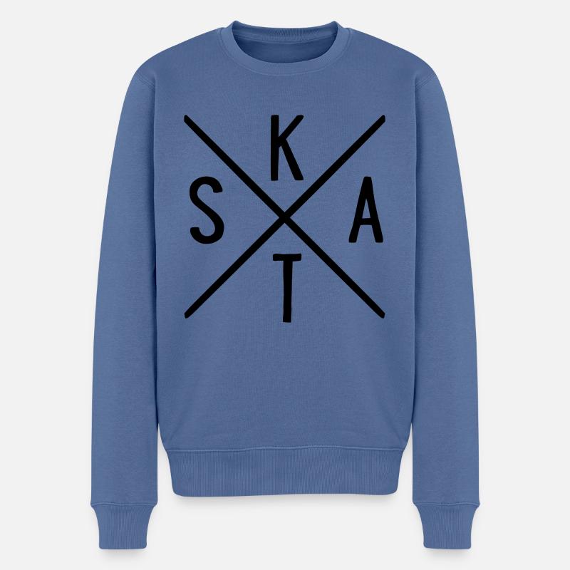 SKAT - Männer Premium Bio Pullover - Taubenblau