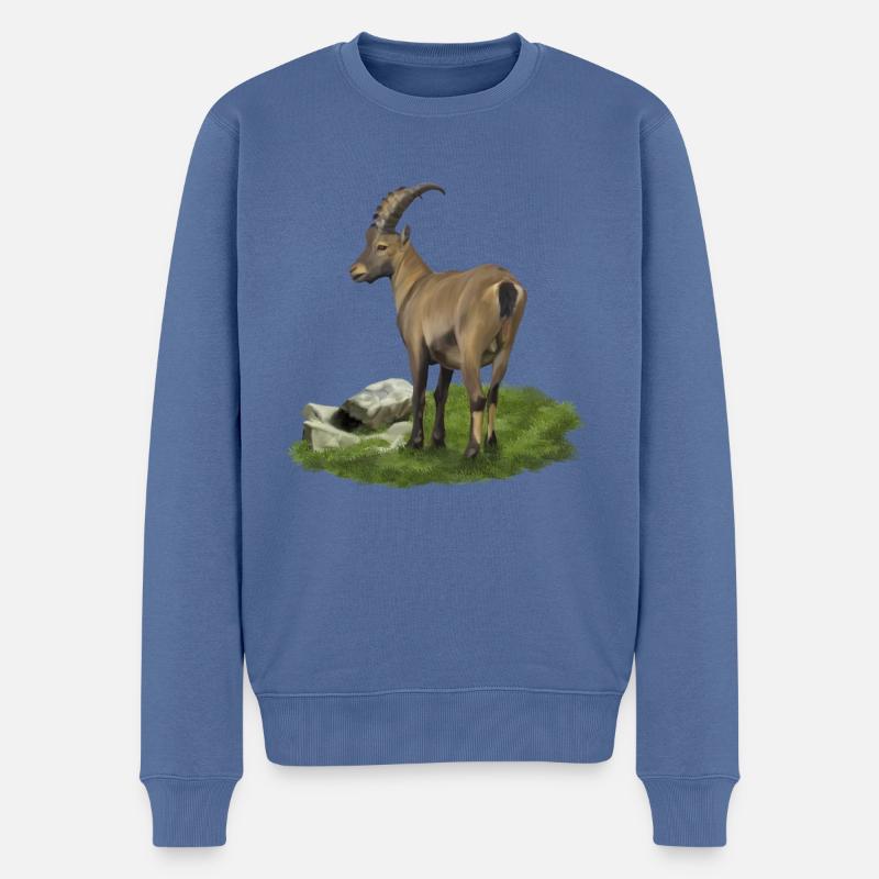 Steinbock - Männer Premium Bio Pullover - Taubenblau