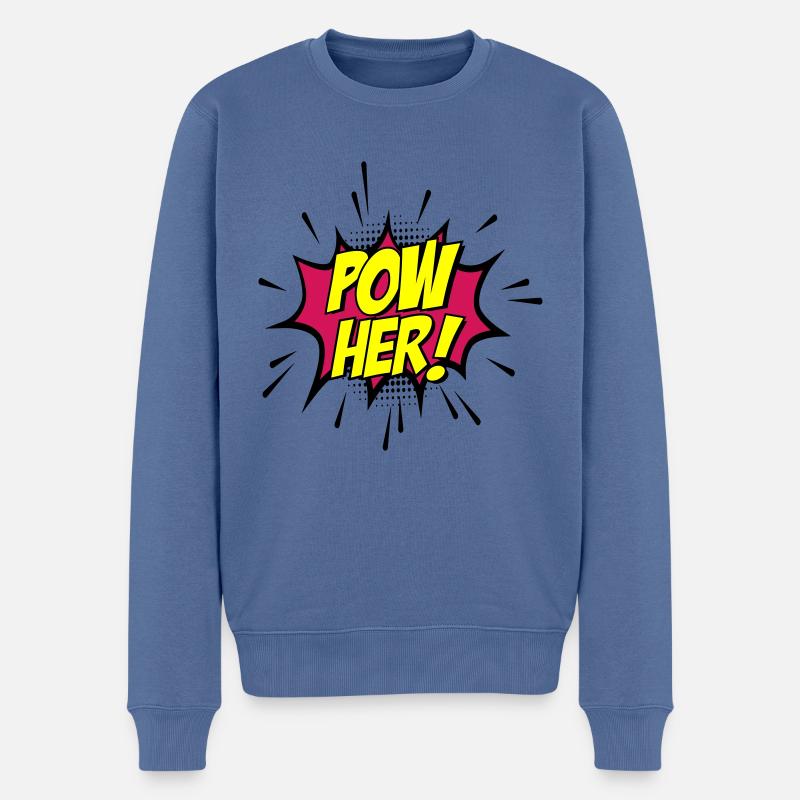 Les couleurs peuvent être modifiées | Pow sa Mme Énergie Énergie - Pull Premium bio Homme - bleu pigeon