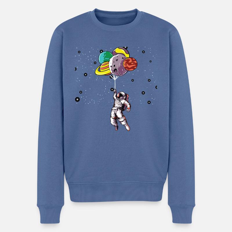 Astronaute avec ballons - Pull Premium bio Homme - bleu pigeon