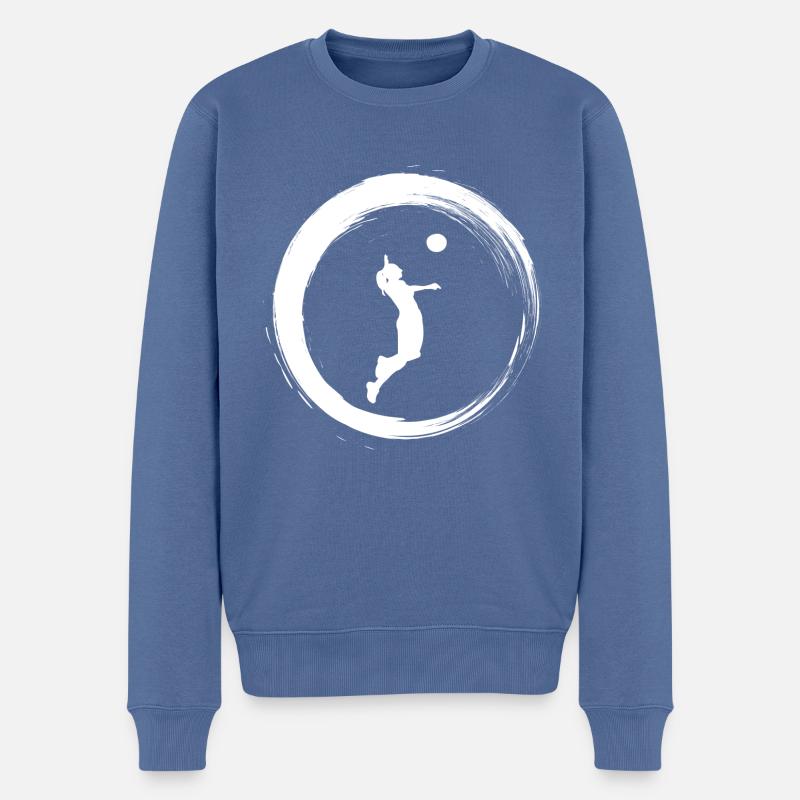 Sporty Hobby Leidenschaft Volleyball - Männer Premium Bio Pullover - Taubenblau