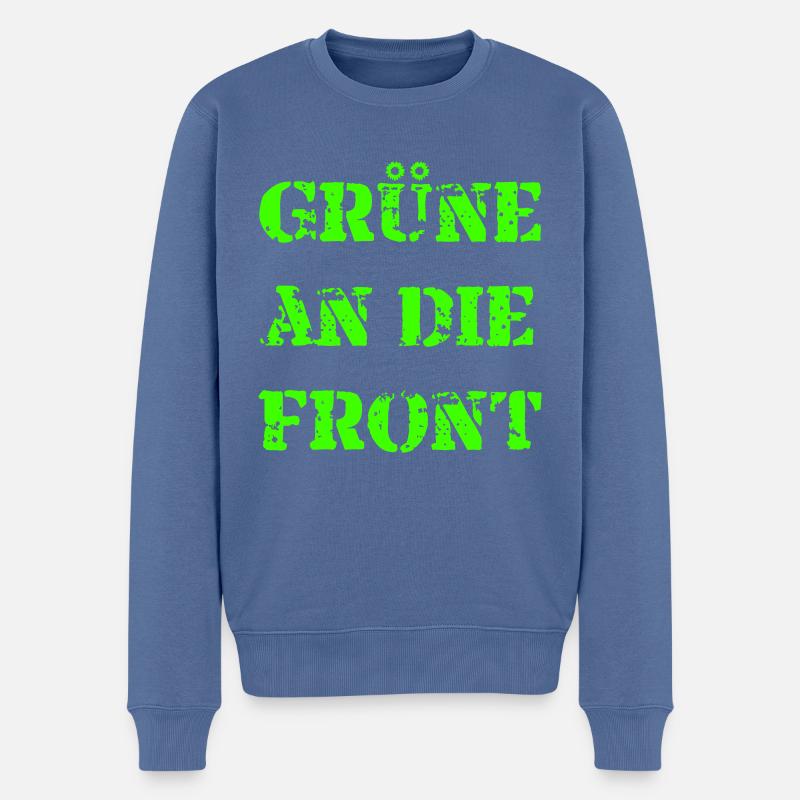 Grüne an die Front - Männer Premium Bio Pullover - Taubenblau