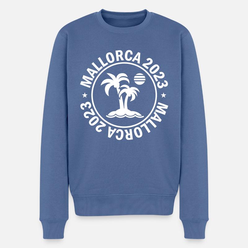 Mallorca 2023 Palme - Männer Premium Bio Pullover - Taubenblau