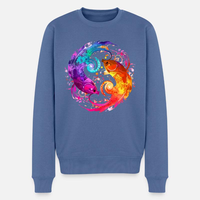 Die und der Fisch - Männer Premium Bio Pullover - Taubenblau