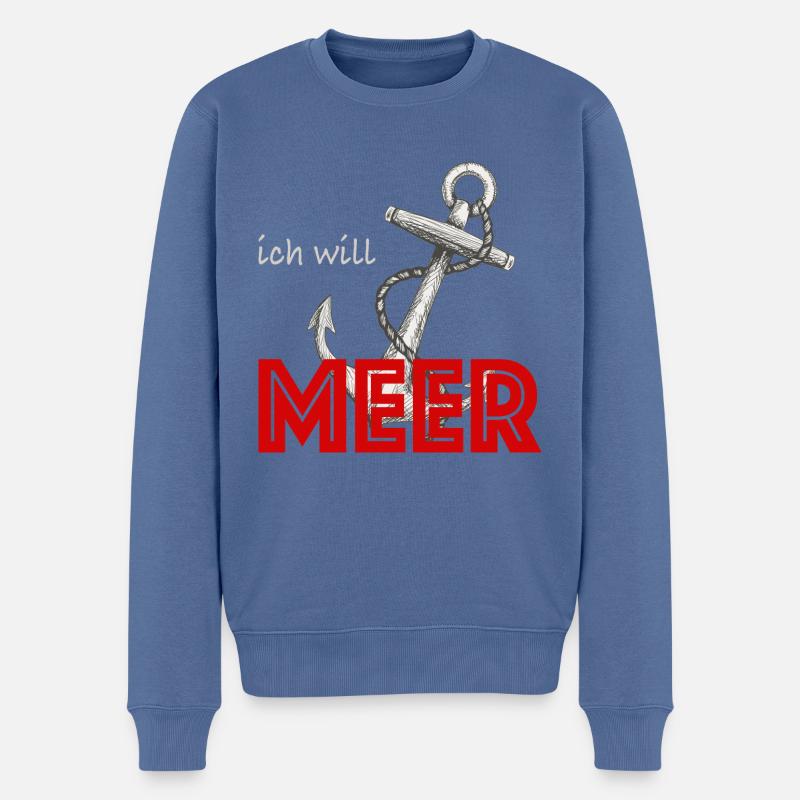 Ich will meer - Männer Premium Bio Pullover - Taubenblau