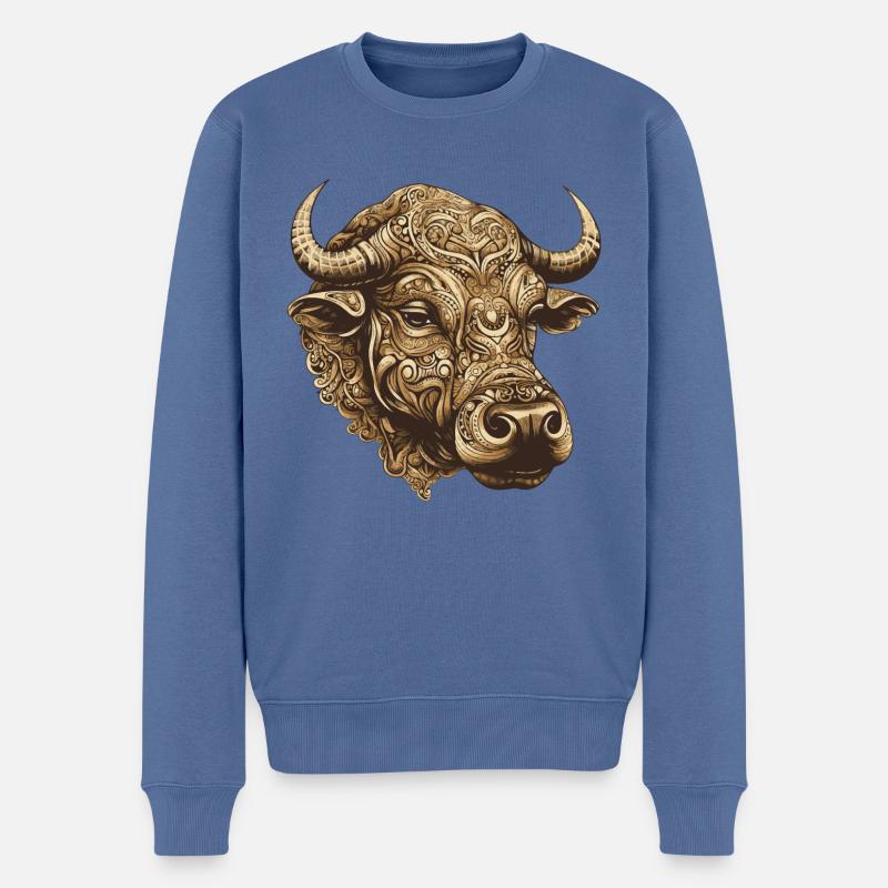 Taureau Portrait Taureau - Pull Premium bio Homme - bleu pigeon