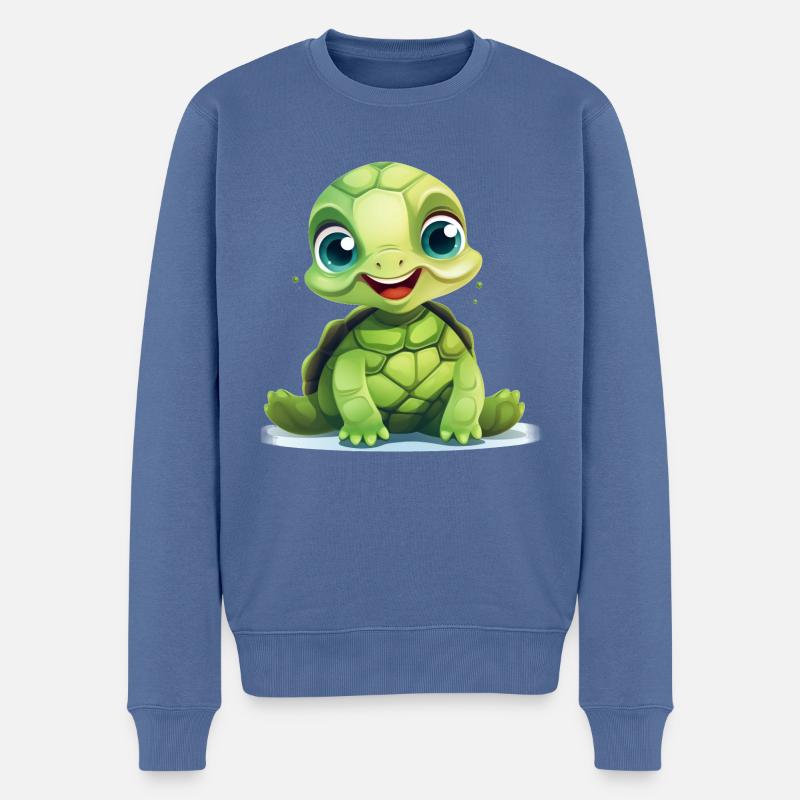 Mignon bébé tortue - Pull Premium bio Homme - bleu pigeon