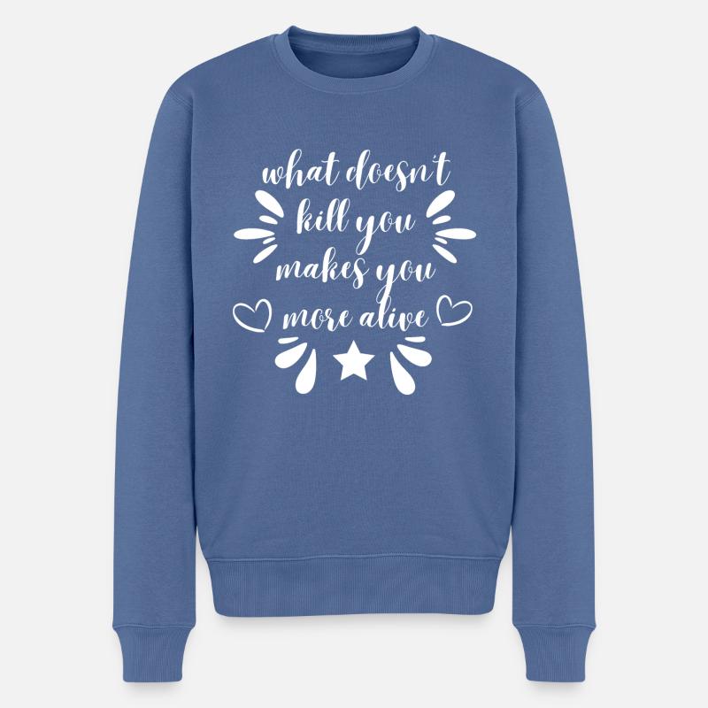 Ce qui ne vous tue pas - Blanc - Pull Premium bio Homme - bleu pigeon