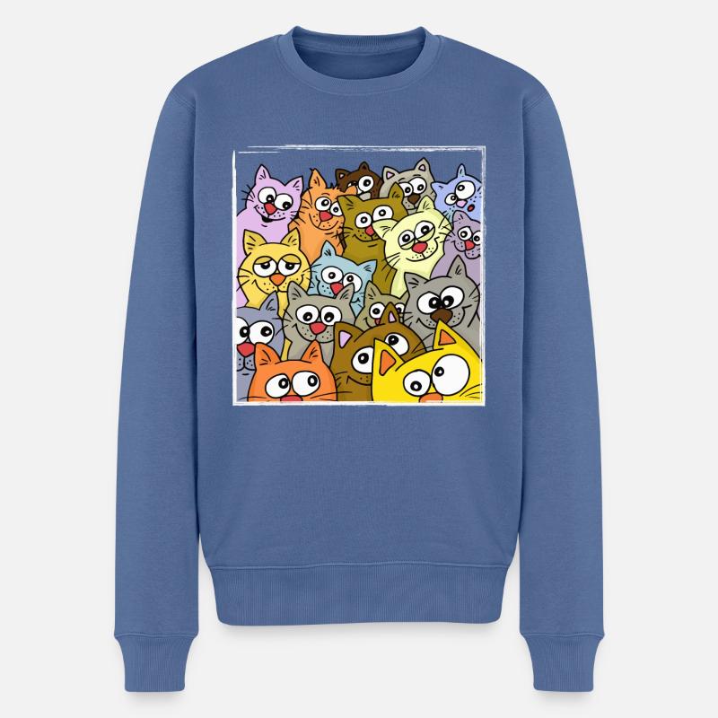 Je mehr Katzen desto besser! - Männer Premium Bio Pullover - Taubenblau