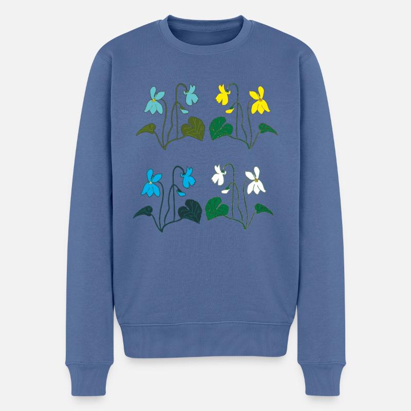 veilchen 4 farbig - Männer Premium Bio Pullover - Taubenblau