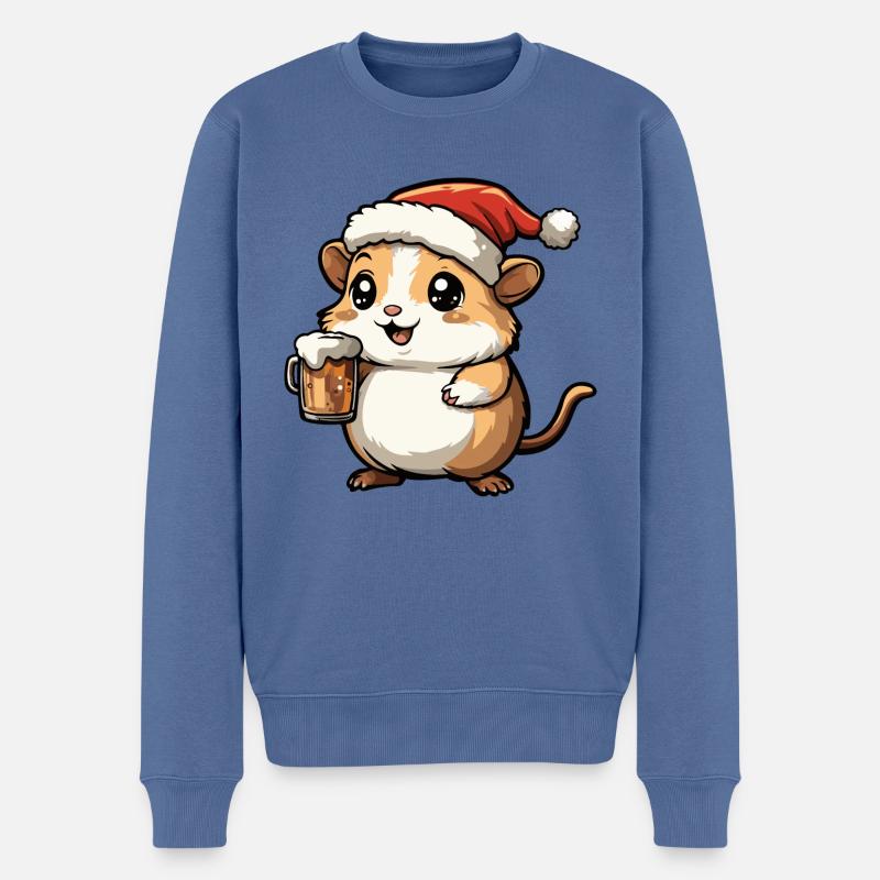 Hamster Bière de Noël Drôle - Pull Premium bio Homme - bleu pigeon