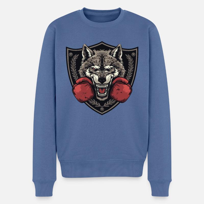 Wolf Boxer MMA - Männer Premium Bio Pullover - Taubenblau