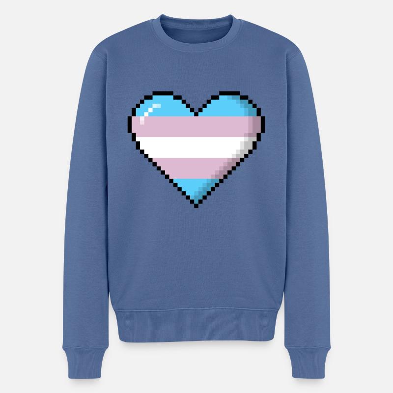 Transgender Pride 8Bit Pixel Herz - Männer Premium Bio Pullover - Taubenblau