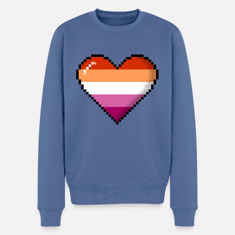 Lesbian Pride 8Bit Pixel Heart - Pull Premium bio Homme - bleu pigeon
