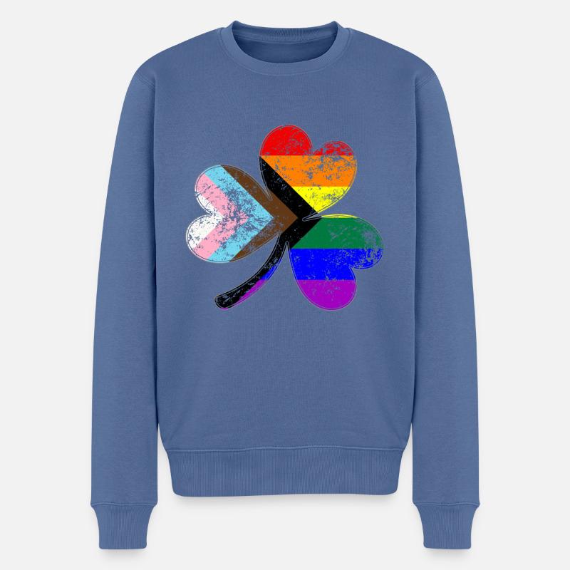 Lgbtq Progrès Pride Shamrock - Pull Premium bio Homme - bleu pigeon