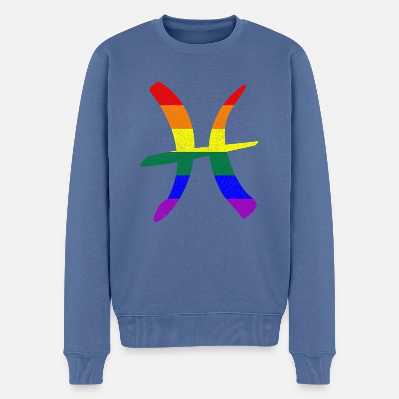 LGBT Gay Pride Flagge Fische Sternzeichen - Männer Premium Bio Pullover - Taubenblau
