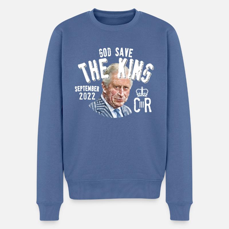 Dieu sauve le roi Charles - Pull Premium bio Homme - bleu pigeon