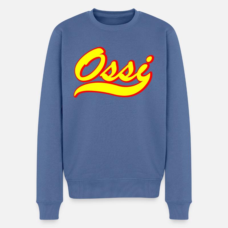 Ossi - Cooler und Modischer Retro Schriftzug - Männer Premium Bio Pullover - Taubenblau