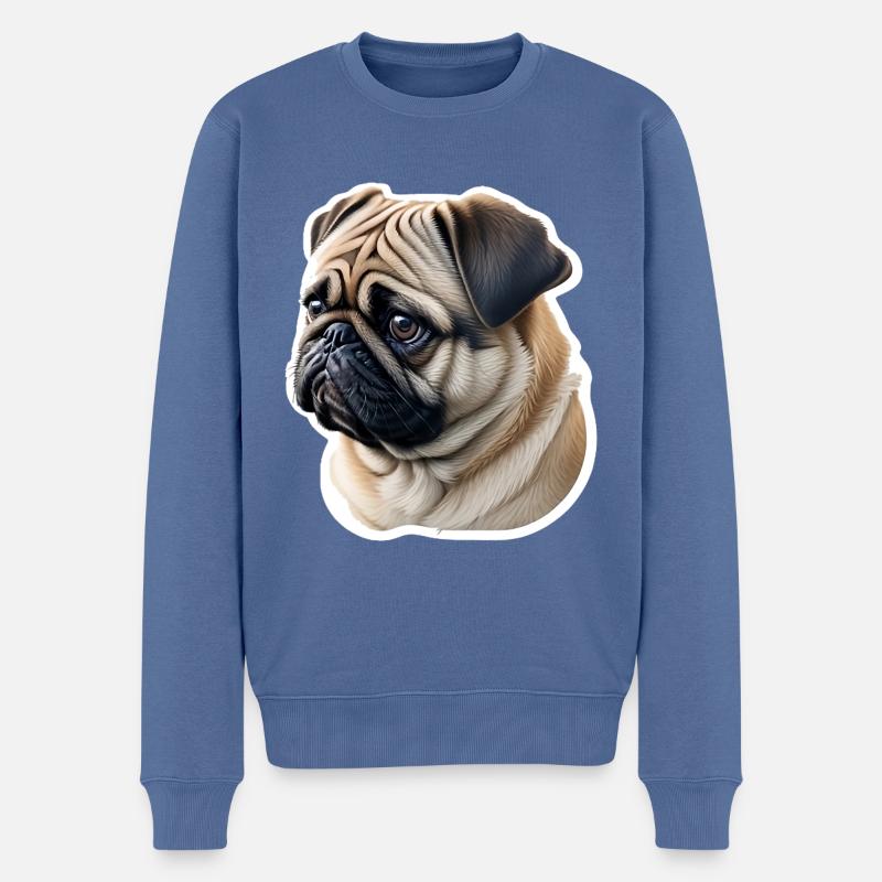 Mops - Männer Premium Bio Pullover - Taubenblau