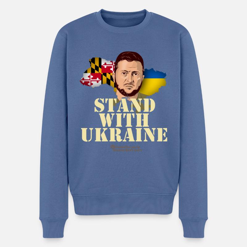 Ukraine Maryland - Männer Premium Bio Pullover - Taubenblau