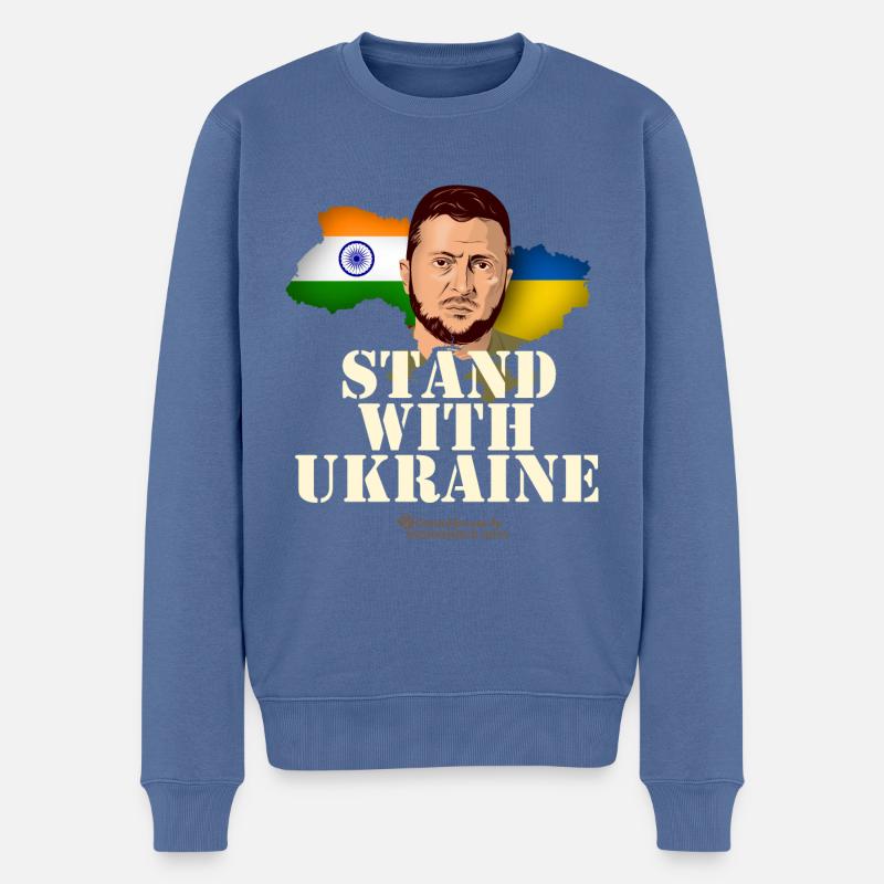 Ukraine Inde - Pull Premium bio Homme - bleu pigeon