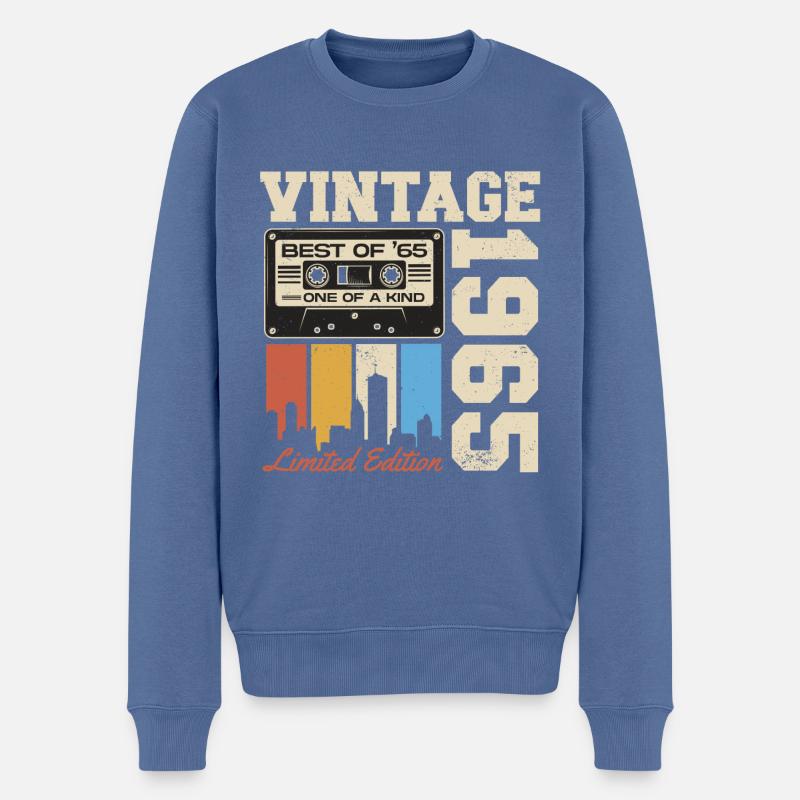 Vintage 1965 Geburtstag Retro Geschenk - Männer Premium Bio Pullover - Taubenblau