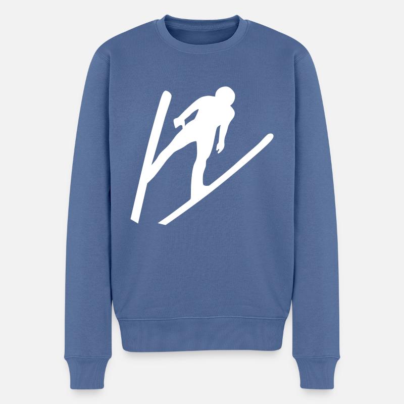 Skisprung - weiss - Männer Premium Bio Pullover - Taubenblau