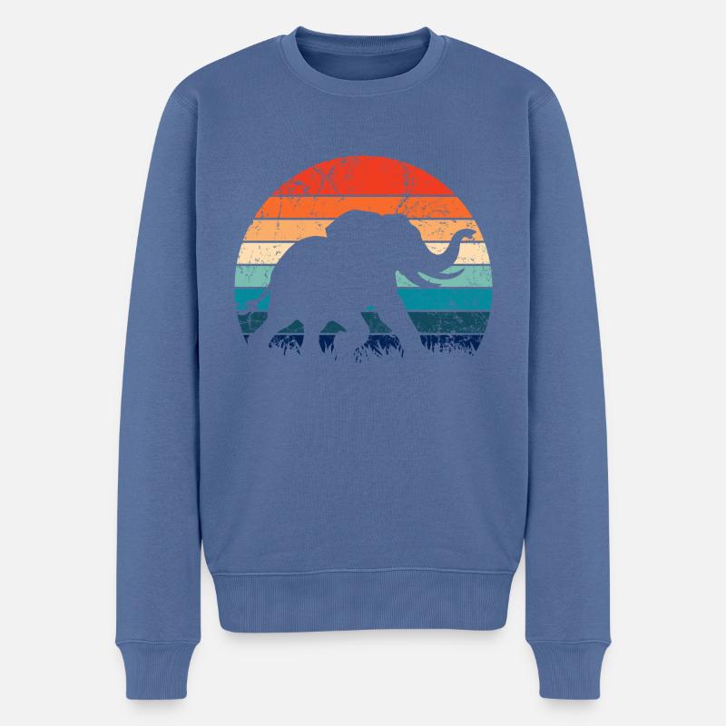 Elefant - Stort Vildt, Stødtænder, Elfenben - Økologisk premium-sweatshirt til mænd - dueblå