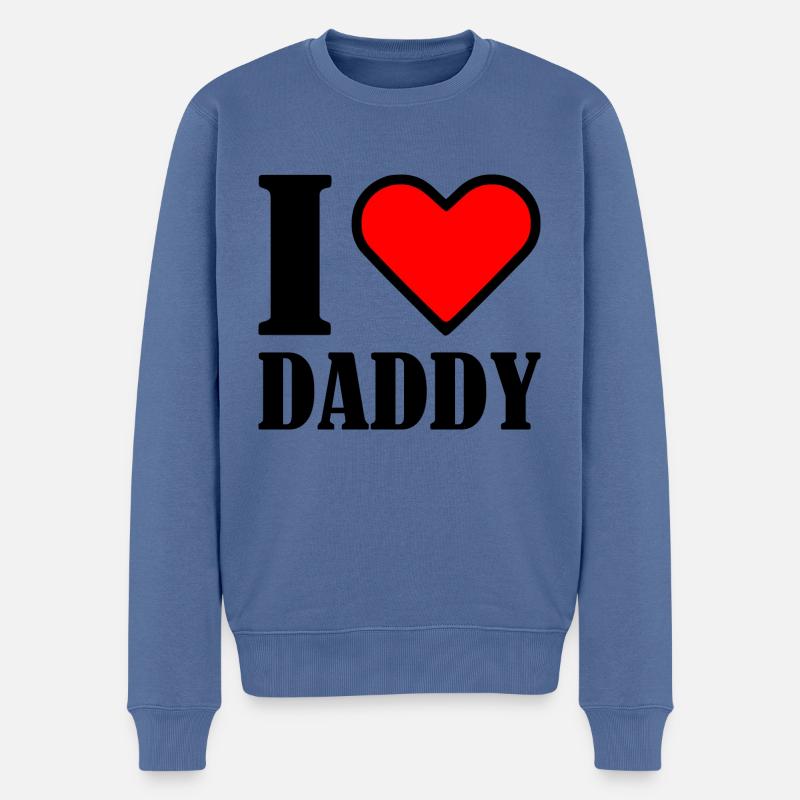 I love daddy - Männer Premium Bio Pullover - Taubenblau