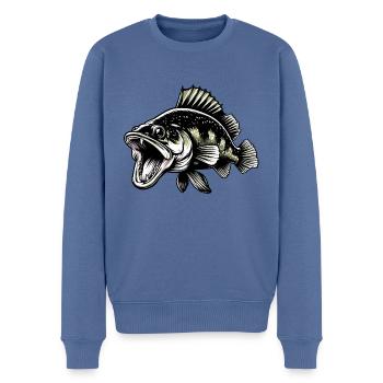 Zander Angeln Raubfisch Fisch - Männer Premium Bio Pullover - Taubenblau - Vorne - Nico (187cm)
