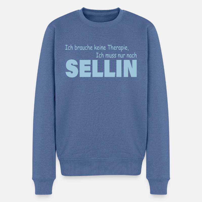 Therapie SELLIN - Männer Premium Bio Pullover - Taubenblau